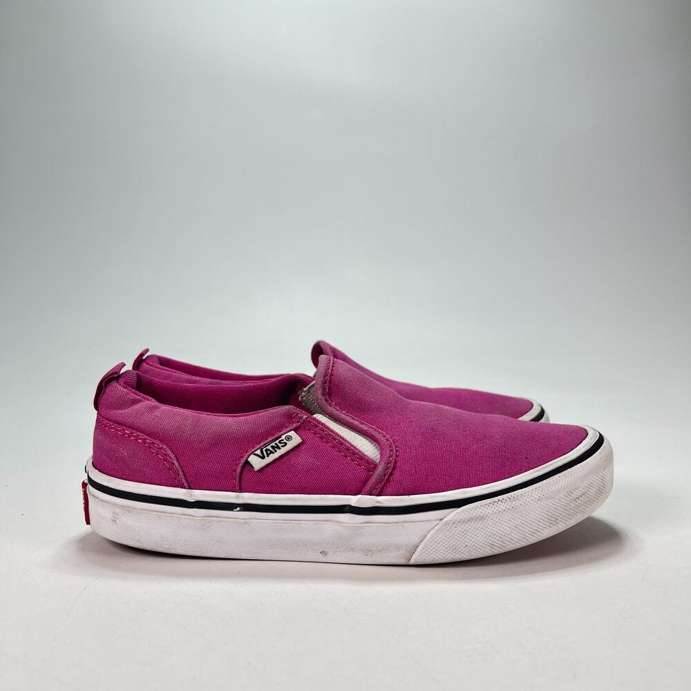 Vans Asher Pink Casual Sneakers Skater Shoes Comfort Slip-On 721356 Kids Size 2